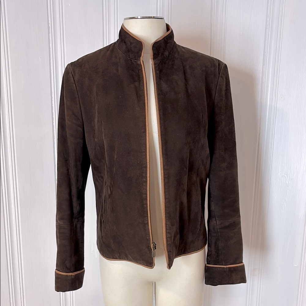 🍫 Vintage PIOMBO Chocolate Suede Jacket – M